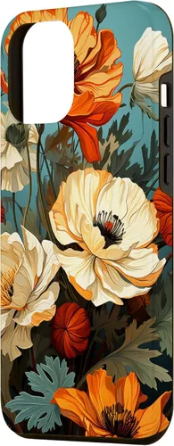 Vista 2 de Funda de flores mexicanas para iPhone 12 Pro Max Marigold Flower and Teal Aqua Blue Cyan