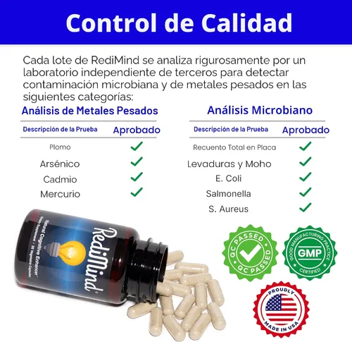 Vista 7 de RediMind - Suplemento Natural para Mejora Cognitiva en Cápsula - Sin GMO, Vegano, Sin Gluten