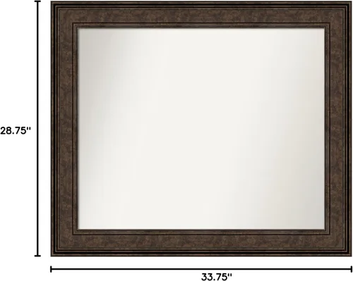 Vista 1090 de Amanti Art Espejo de pared personalizado no biselado (25 x 25 pulgadas), marco de bronce acentuado, varios tamaños personalizados, espejo de baño