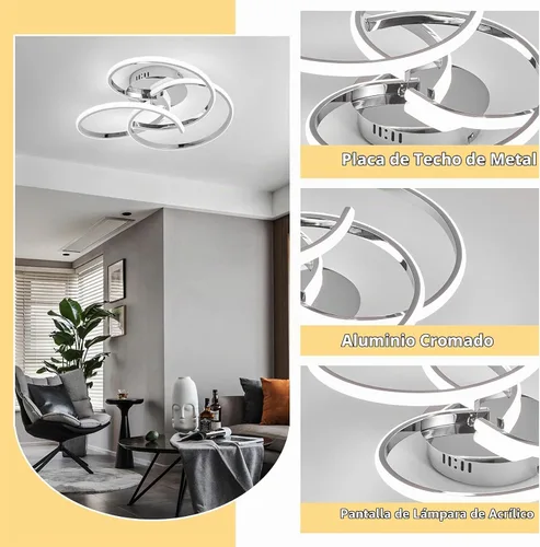 Vista 6 de CANEOE Lámpara de Techo LED Moderna, 42W Regulable Lámpara de Techo Empotrada con Control Remoto, Lámpara de Techo LED de Montaje Empotrado