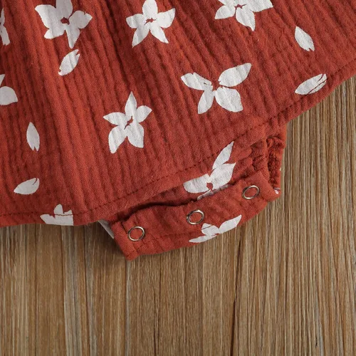 Vista 6 de MA&BABY Leotardo sin mangas de algodón floral cuello cuadrado para bebé niñas 3 6 9 12 18 meses