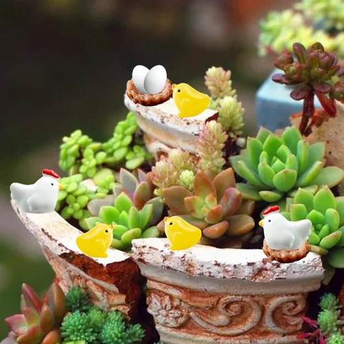 Vista 6 de Hiawbon Mini gallinero de madera retro en miniatura para pollo, gallinero, pollo, huevo, adorno de nido de pollo, micro paisaje, decoración
