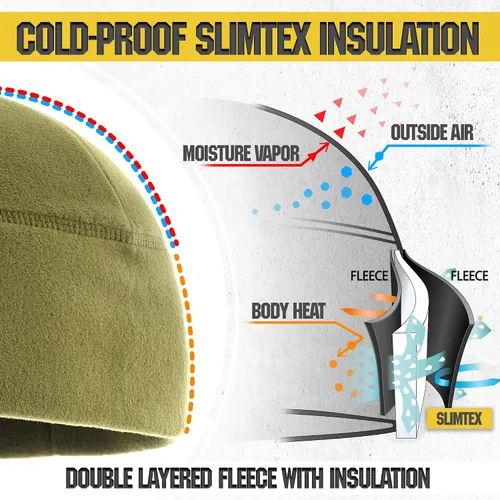 Vista 3 de M-Tac Gorra de reloj de forro polar - Gorro táctico de invierno con Slimtex