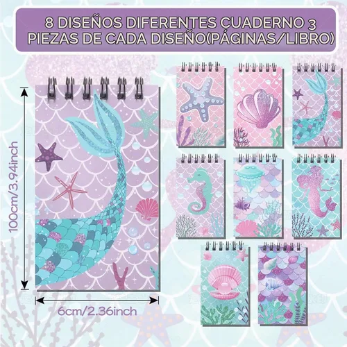 Vista 2 de LiYiQ Juego de 148 calcomanías de papel de sirena para regalo de devolución, mini cuadernos, bolígrafos, calcomanías para suministros de cumpleaños