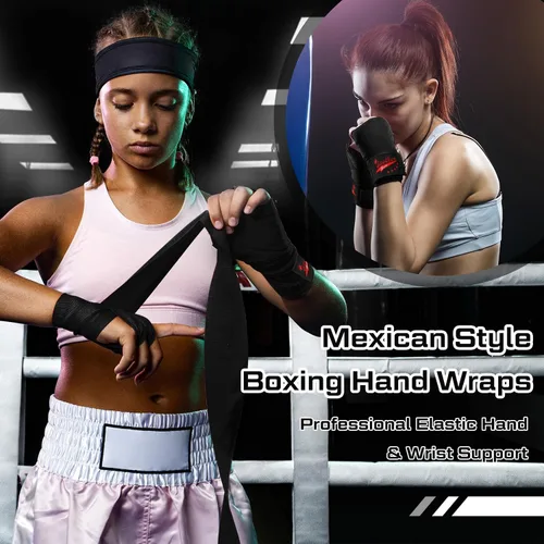 Vista 5 de Jenaai 10 pares elásticos de 180 pulgadas de boxeo de mano para artes marciales a granel, muñequeras para hombres y mujeres, kickboxing, artes
