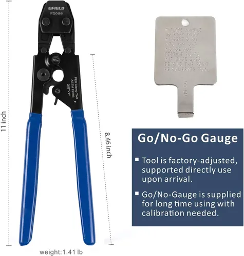 Vista 2 de EFIELD Herramienta de pinza de crimpado Pex para 3/8 pulgadas con calibre Go/No-Go - Abrazaderas de acero inoxidable de 1 pulgada cumplen