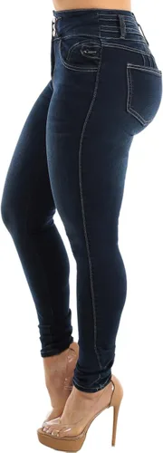 Vista 4 de Moda Xpress Jeans ajustados de cintura súper alta para mujer - Levanta Cola Skinny Jeans