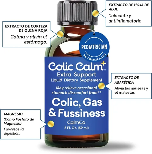 Vista 6 de Colic Calm Plus - Agua anisada con apoyo extra, gotas para gases en bebés recién nacidos, alivio de cólicos y malestar estomacal, segura y suave