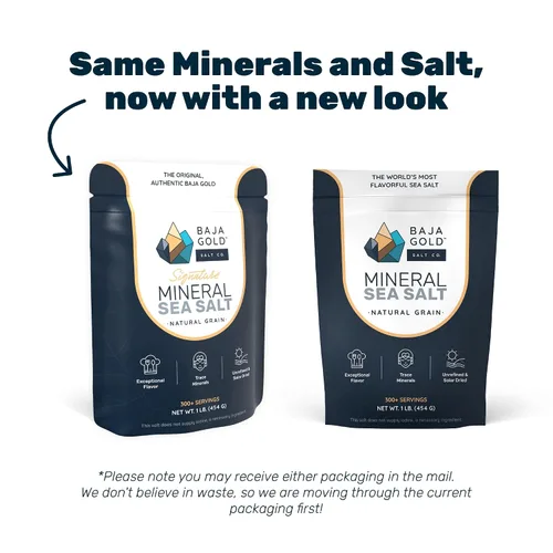 Vista 8 de Baja Gold Sal Marina Mineral - Recomendada por Gary Brecka - Sal de Grano Natural Orgánica para Cocinar y Hornear Auténtica Sal de Baja Ideal