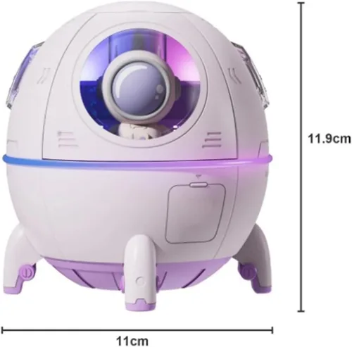 Vista 2 de Humidificadores de niebla fría, mini humidificador USB, lindo humidificador en forma de nave espacial, humidificador portátil de luz ambiental