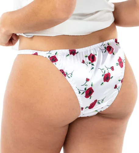 Vista 3 de Satini Bragas de satén con estampado Tanga para mujer