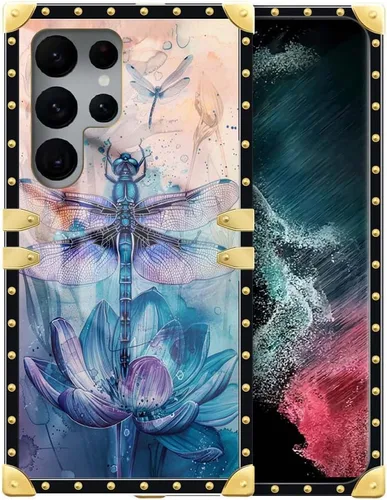 Vista 17 de Funda compatible con Samsung Galaxy S22 Ultra, funda protectora de TPU suave a prueba de golpes de 4 libélulas en la flor para Samsung Galaxy S22