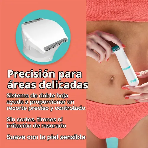 Vista 5 de Clio PALMPERFECT - Recortadora eléctrica de bikini – Afeitadora de pelo fácil de viajar para un afeitado suave, doble hoja para afeitado cercano