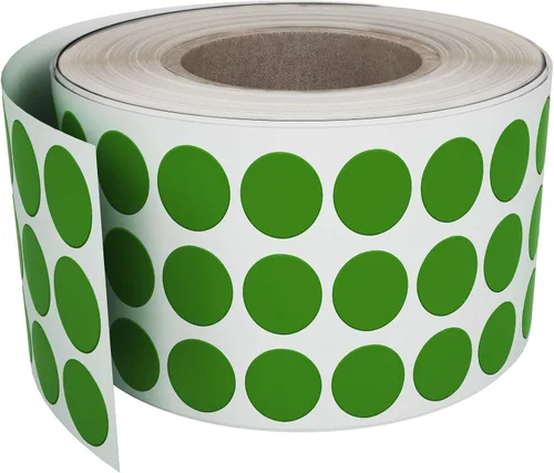 Vista 15 de Royal Green Rollo de calcomanías de punto de codificación de colores de Negro