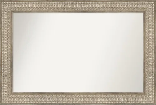 Vista 52 de Amanti Art Espejo de baño plateado para sobre fregadero, 26 x 26 pulgadas, espejo cuadrado de níquel pulido, marco de madera tradicional mediano, se