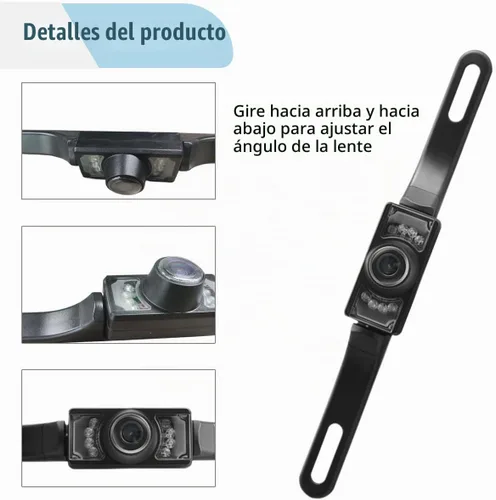 Vista 3 de Cámara de respaldo para matrícula de automóvil, cámara de visión trasera gran angular de 170 grados, 8 luces LED infrarrojas, cámara de visión