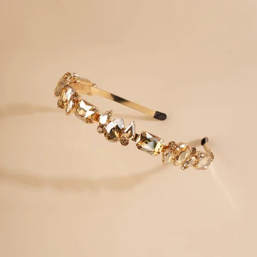 Vista 5 de Wiwpar Diademas finas de diamantes de imitación para mujer, bandas elásticas para la cabeza con diamantes de imitación vintage, accesorios