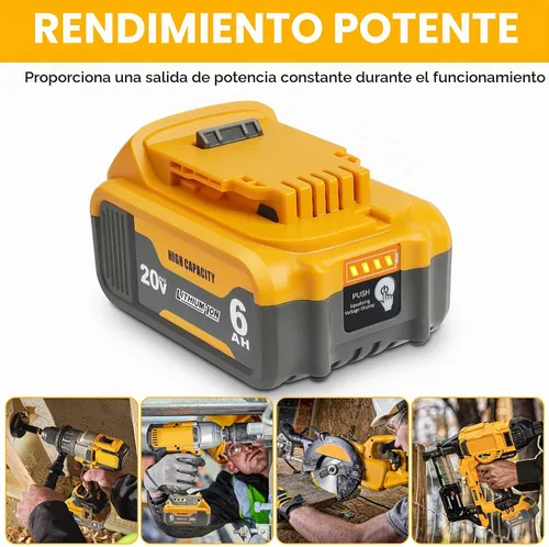 Vista 7 de waitley Batería de repuesto de 20V 6.0Ah compatible con herramientas Dewalt