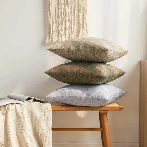 Vista 135 de MIULEE - Juego de 2 fundas de almohada decorativas de lino de arpillera navideñas, modernas, estilo campestre, rústicas, tejidas, con textura