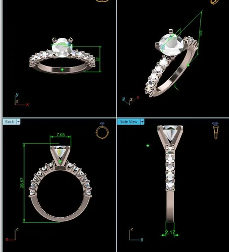 Vista 4 de Anillo de compromiso de 0.50 a 3.0 quilates de corte redondo creado en laboratorio con anillo de diamante redondo con acento de diamantes redondos