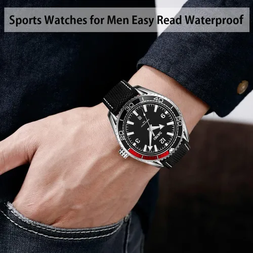 Vista 2 de SKMEI Relojes para hombre, correa de cuero negro, deportivo, grande, grande, de lujo, impermeable, luminoso, vestido de moda, casual, analógico