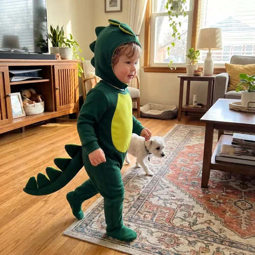 Vista 6 de Disfraz de Halloween para bebé, mameluco con sombrero, traje de disfraz infantil Dinosaurio