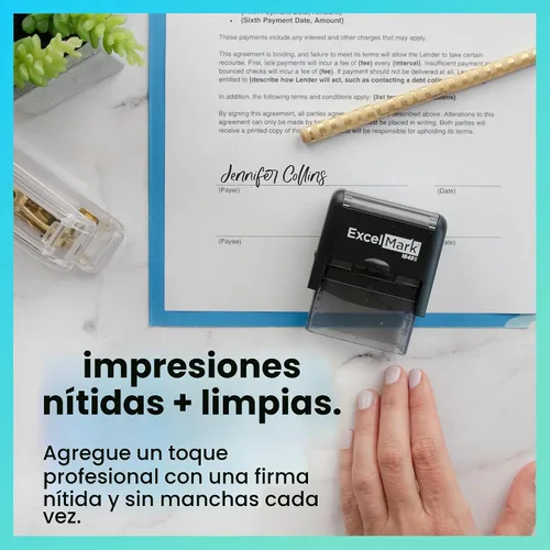 Vista 3 de ExcelMark Sello de firma personalizado, autoentintado, mediano