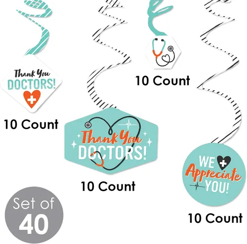 Vista 5 de Big Dot of Happiness Thank You Doctors - Decoraciones colgantes para la semana de agradecimiento al médico, remolinos de decoración de fiesta