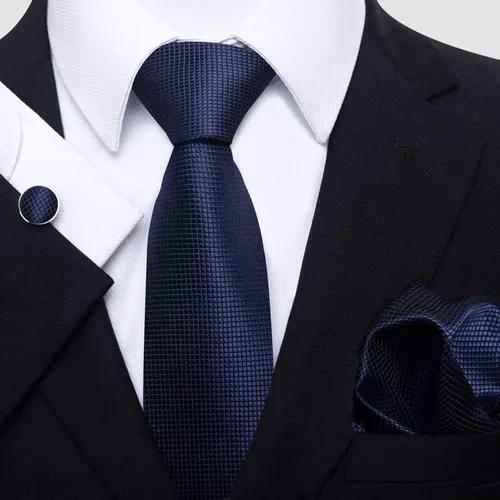 Vista 2 de Corbatas para hombres y hombres, corbatas de seda, corbatín de bolsillo, cuadrados, clips de barra, pasador de solapa, corbata de corbatas