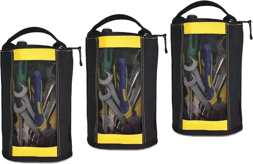 Vista 31 de Bolsa de herramientas de lona con cremallera MELOTOUGH, bolsa de herramientas con cierre, bolsa de malla resistente con ventana, ojales para colgar