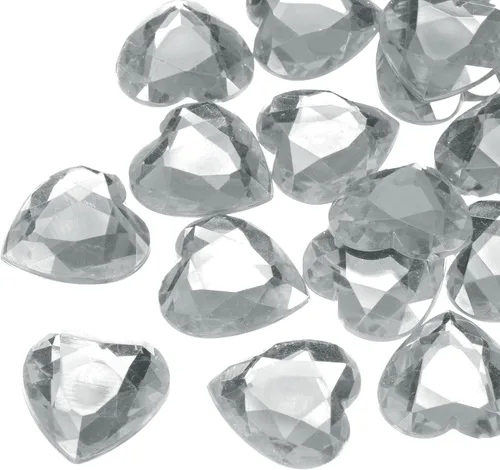 Vista 20 de MECCANIXITY 20 piezas de diamantes de imitación acrílicos de corazón de 0.787 pulgadas (0.787 in) con parte trasera plana, gemas de plástico