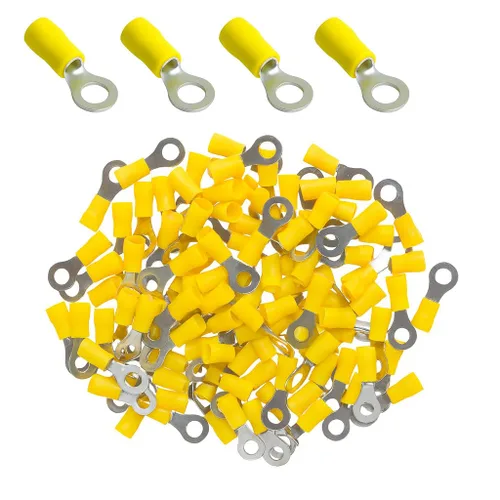 Vista 13 de ANGSTROM Terminales de anillo de perno de 1/2", conectores de crimpado eléctricos aislados, 100 piezas (12-10ga amarillo)