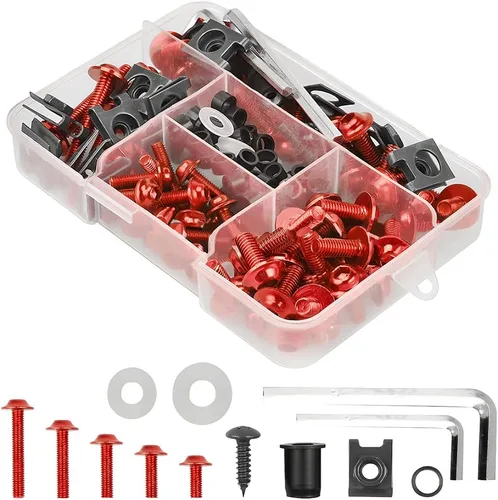 Vista 9 de Kit de pernos de carenado de motocicleta, 177 piezas M5 M6, tornillos para parabrisas de motocicleta, kit de cierres de pernos de carenado de Negro