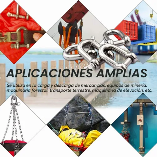 Vista 7 de Grillete en forma de D de acero inoxidable 304 5/32", 1/4", 5/16", 3/8", 9/16", para cadenas, cable de alambre, elevación, camping al aire libre