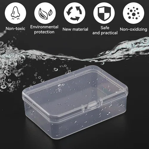 Vista 5 de Mozeat Lens 6 contenedores de almacenamiento de plástico transparente con tapas, caja rectangular transparente, contenedor pequeño transparente