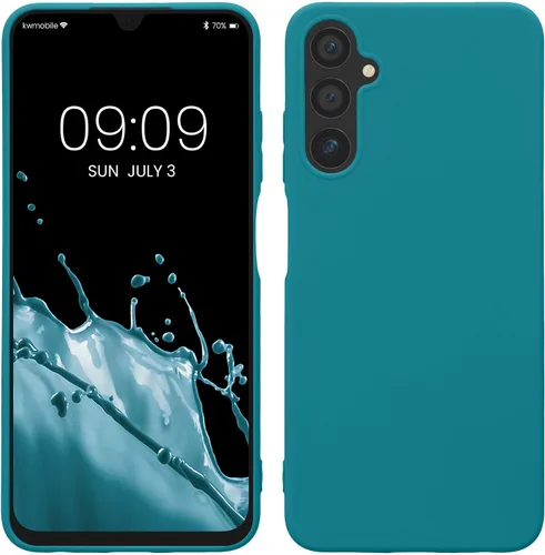 Vista 259 de kwmobile Funda compatible con Samsung Galaxy A12 - Funda protectora de silicona TPU suave y delgada - Azul Báltico