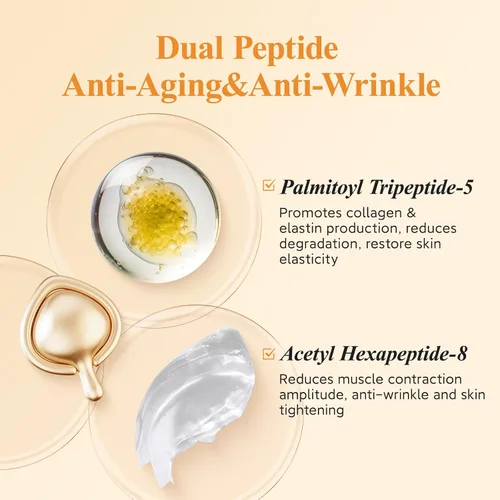 Vista 4 de Triple Retinol Serum para la cara – Anti-envejecimiento arrugas noche retinol +HPR cápsulas, suero peptídico para mujeres, reduce líneas finas