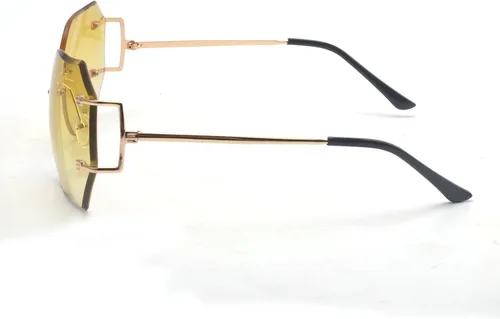 Vista 6 de lentes de sol sin montura de tamaño grande con lentes transparentes para mujer.