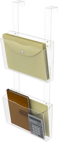 Vista 9 de Organizador de 5 bolsillos para colgar sobre la puerta y almacenamiento con ganchos, montaje en pared, suministros de oficina, carpetas de archivos