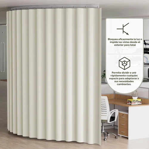 Vista 8 de Juego de cortinas divisoras de habitación, cortinas opacas extra anchas con Beige