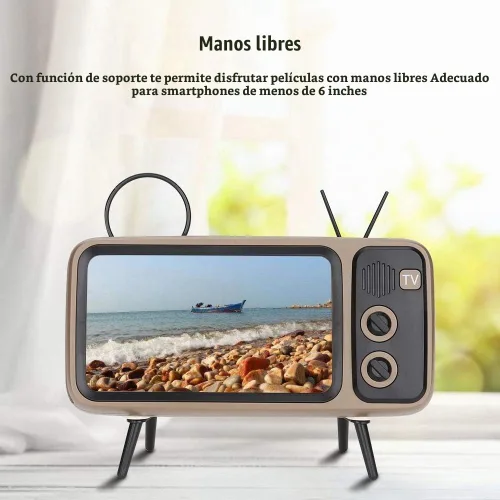 Vista 4 de Ciglow Altavoz Bluetooth, altavoz Bluetooth estéreo retro HD portátil para TV para teléfono móvil de 6 pulgadas (gris)