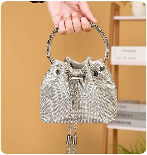 Vista 3 de Chlemeter Bolsa de noche con cristales para mujer monederos de mano con diamantes de imitación brillantes para boda graduación fiesta club bolso