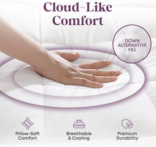 Vista 3 de CirclesHome Protector de colchón de tamaño individual – 100% algodón superior Ultra – Protector de colchón alternativo de plumón de felpa – 200