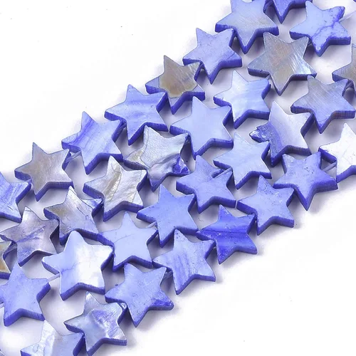 Vista 3 de Fashewelry 45 cuentas sueltas de concha de agua dulce natural de estrella celestial, cuentas espaciadoras planas de cinco puntas totalmente