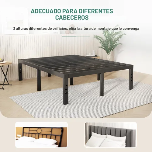Vista 7 de Novilla Base de cama tamaño Queen, base de cama con plataforma de metal de 14 pulgadas tamaño Queen con espacio de almacenamiento debajo de la cama