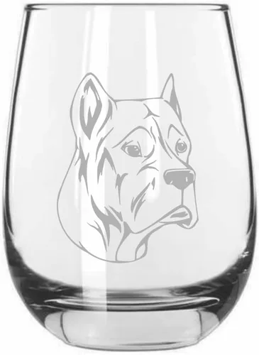 Vista 320 de Shar Pei (chino) - Vaso de vino sin tallo grabado para perro, 15.25 onzas