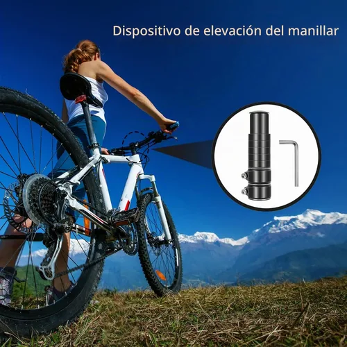 Vista 5 de Elevador de potencia de bicicleta ajustable, extensor de manillar de bicicleta que aumenta la altura del manillar hasta 5.3 pulgadas para la mayoría