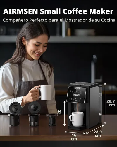 Vista 2 de AIRMSEN Cafetera para moler y preparar, una sola porción con molinillo