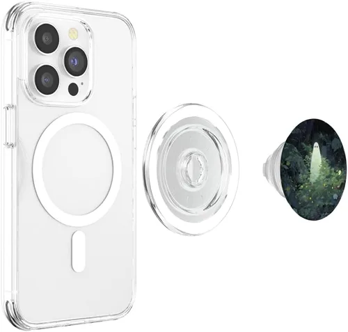 Vista 4 de Fantasma estético de Halloween en el jardín del bosque fantasma botánico PopSockets MagSafe PopGrip para iPhone
