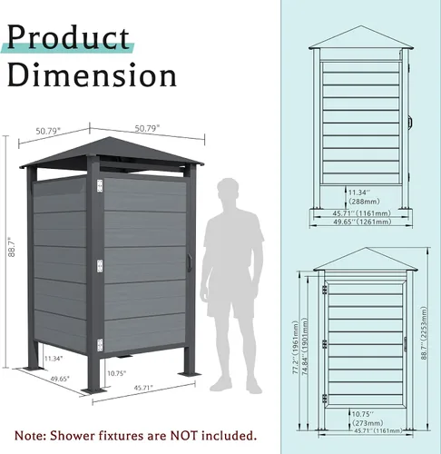 Vista 2 de Domi - Cabina de ducha para exteriores con techo impermeable, cabina